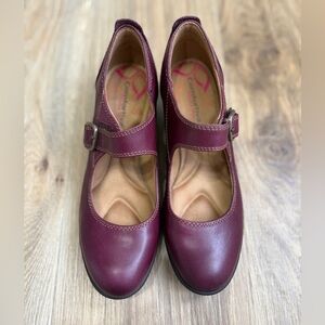 Comfortiva Womens 10M Quanita Burgundy Mary Jane Pumps Block Heel Leather LNC